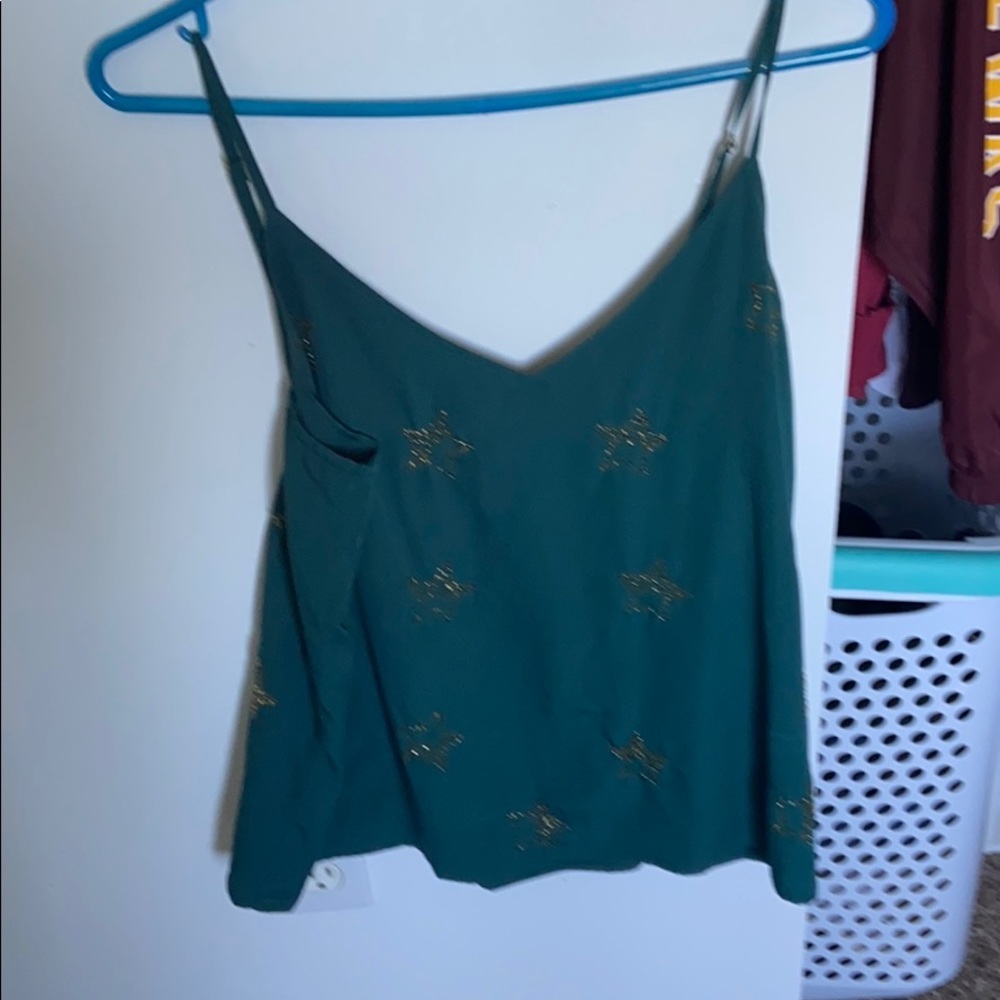 Teal tank stop with embroidered stars with jewels